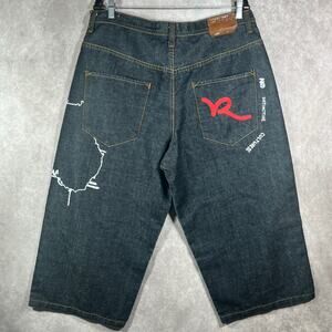 Rocawear Shorts Mens 38 Black Denim Bermuda Casual Outdoor Jorts Y2K Baggy